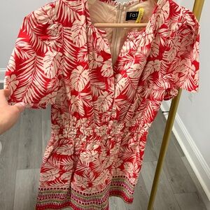 F&F Tropical Red and White Women's Blouse